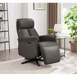 Ruben Swivel Electric Leather Chair Ash